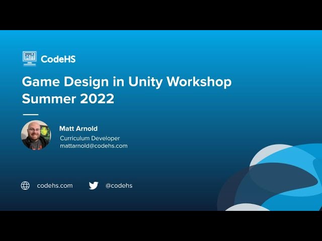 Teaching Game Design in Unity Workshop