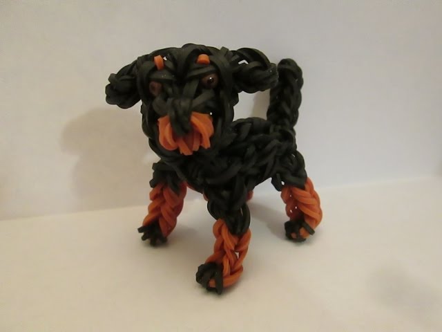 Rainbow Loom Rottweiler Dog or Puppy Charm. 3-D.