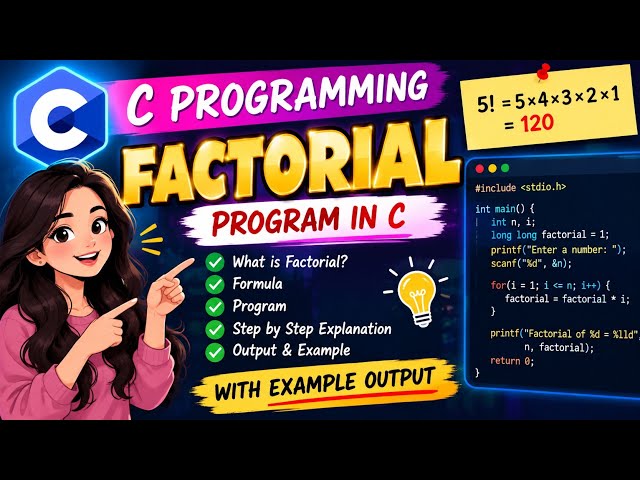 Factorial Program in C | C Programming for Beginners | Step-by-Step Explanation