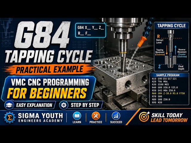 G84 Tapping Cycle in VMC Explained | Practical CNC Programming Example for Beginners