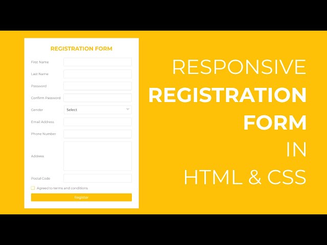 Responsive Registration Form In HTML and CSS -- Sign Up form Design