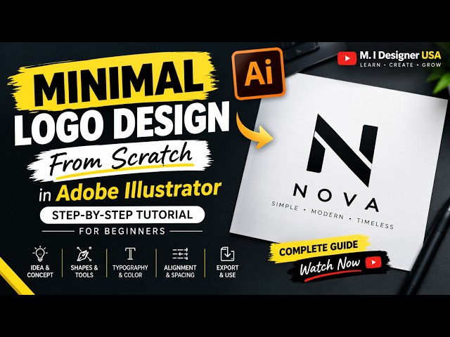 Minimal Logo Design From Scratch in Adobe Illustrator | Step-by-Step Tutorial for Beginners