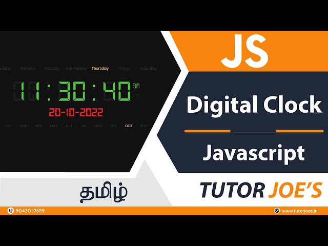 Digital Clock in Pure HTML CSS and JavaScript in Tamil | Tutor Joes