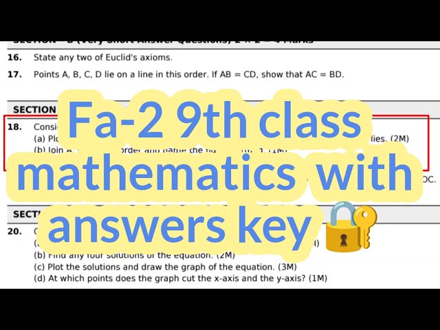 9th Class FA-2 Mathematics Self-Assessment Model Paper 2 Exam Question Paper with Answer Key