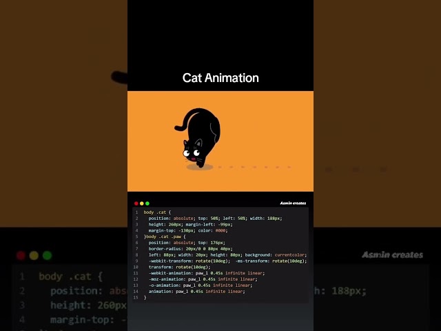 Cat Animation using HTML, CSS and JavaScript