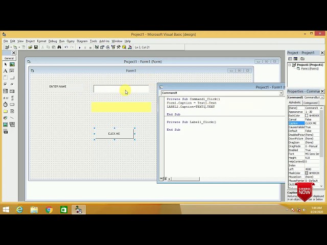 How To Display Content of Textbox on a Label Using  command button/visual basic program( part-3)