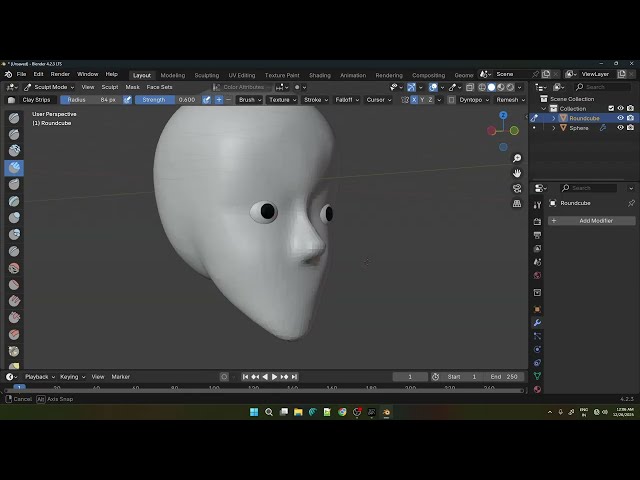 Blender Sculpting Timelapse | Day 1 | 1 Hour → 11 Min | Silence