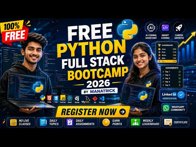 FREE Python Full Stack Bootcamp 2026 🔥 | 100% Free Course with Daily Assignments | ManaTrick