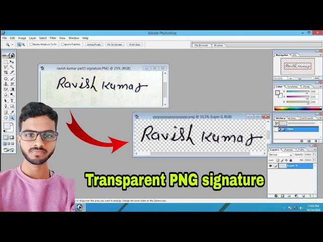Photoshop me Signature ka Background Kaise Hataye | Create Transparent Digital Signature (PNG)