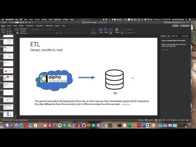 TransForm Tuesdays 2019 Oct 15 - ETL: Extract, Transform, Load with Dave & Sarah