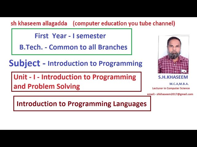 INTRODUCTION TO PROGRAMMING LANGUAGES