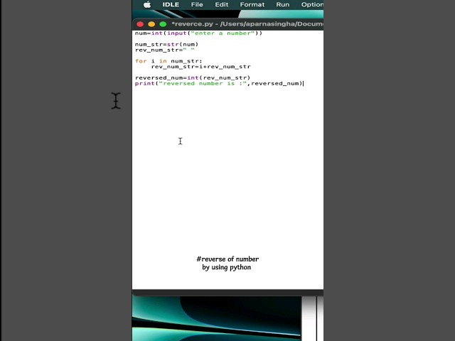 Reverse of number by using python #progra #code