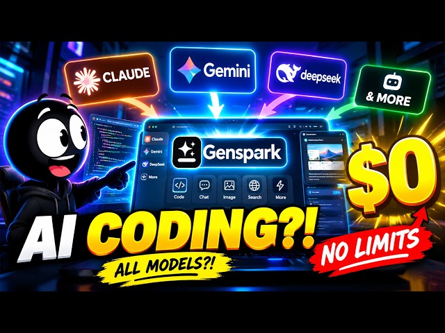 for FREE — NO LIMITS! Use LASTEST coding Models (Claude, Gemini, DeepSeek & More - Genspark Trick