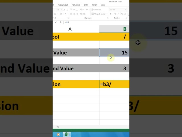 How to division two values in MS Excel