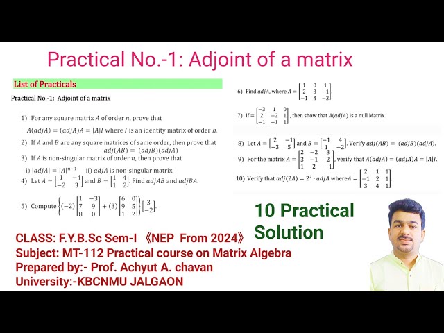 Practical No-1| MT-112 Practical course on Matrix Algebra | FYBSC KBCNMU @chavanmathsindia