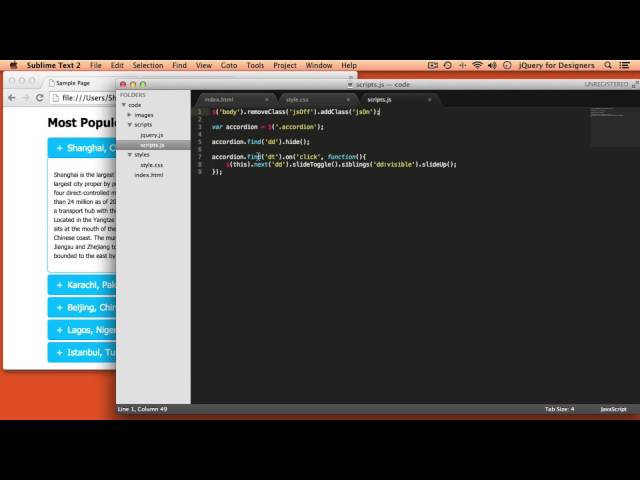 Designers Learning jQuery Episode 6: jQuery Accordion