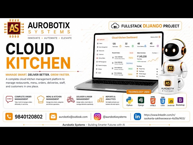 Cloud Kitchen Management System | Django Full Stack Project | Python + MySQL