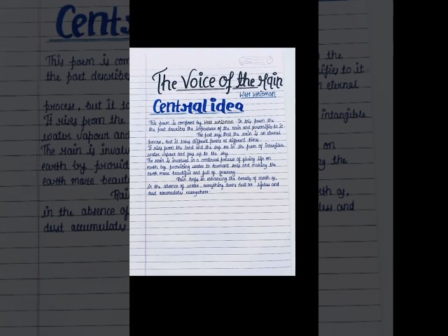 The Voice of the Rain | Central idea