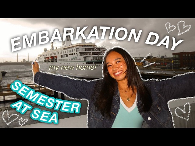 EMBARKATION DAY on SEMESTER AT SEA 🛳️🩵🌊 ship cabin move in & sail away | Colie At Sea Diaires