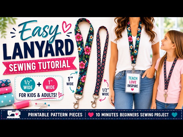 ♡ Easy Fabric Lanyard Sewing Tutorial for Beginners | Kids & Adults | Teachers, Nurses, Cruise Gifts