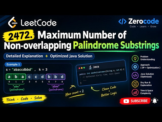 LeetCode 2472: Maximum Number of Non-overlapping Palindrome Substrings | Java | DP Explained