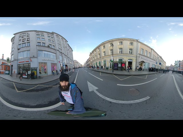 Побег от ОМОНа на моноколесе. Митинг 10.8.19 в Москве - VR - insta360