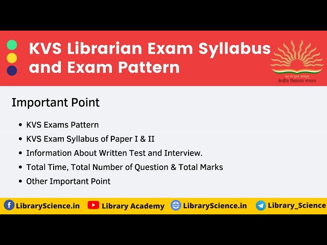 KVS Librarian 2021 | KVS Librarian Exam Syllabus & Pattern for Part 1 & 2 | KVS Librarian Vacancy