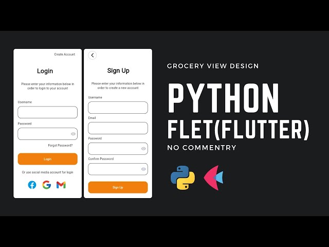 Python Flet(Flutter) - Login and Signup | No Commentary | Python tutorial