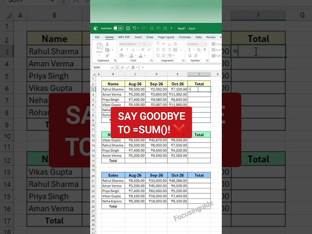 Say Goodbye to SUM! 😱 Use This Excel Trick Instead 🚀 #excel #exceltips