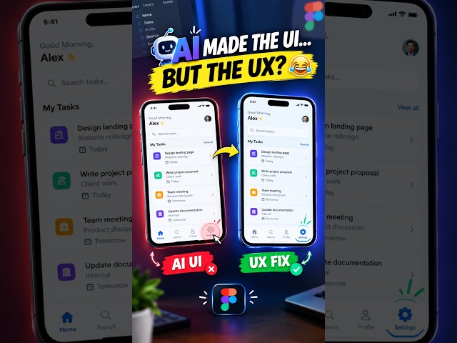 AI Made the UI… But the UX Was a DISASTER 😂  #figma #uxdesign #aidesign #uidesign #figmatutorial #ai