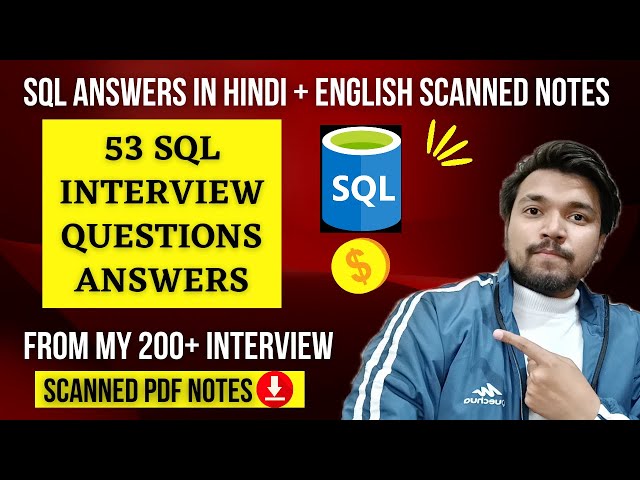 53 SQL Interview Questions Answers [Hindi+English] | Written Scanned Notes | My 200+ Interviews