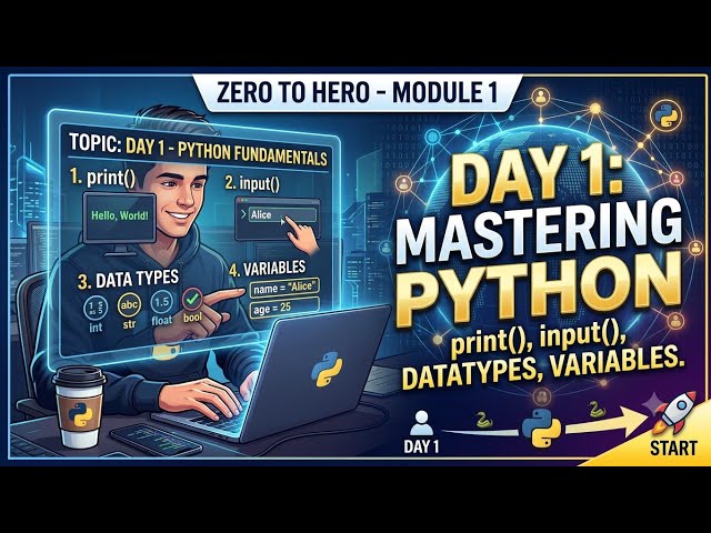 Python Day 1 🐍 | Print, Input, Variables & Data Types Explained | Python Zero to Hero