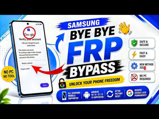 🔥 2026 NEW METHOD! All Samsung FRP Bypass 🔓 | Android 12/13/14 | Google Account Unlock