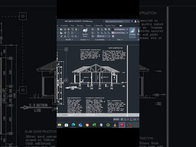 Revealing a 2D House Plan Layout in AutoCAD.