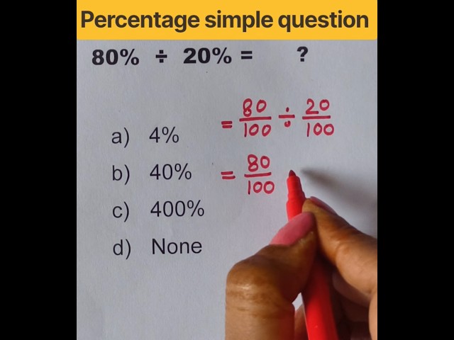 Simple Percentage Question | Percentage Maths | Simple Maths #maths #shorts #video #viralshorts #fun