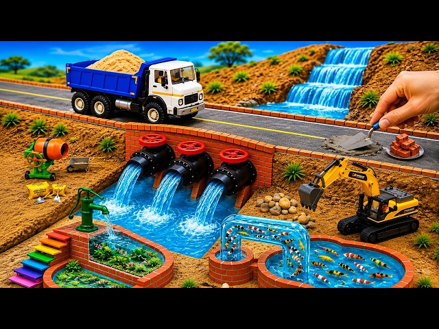 Mini Construction Project Building Roads Bridges & Waterways with Toy Trucks
