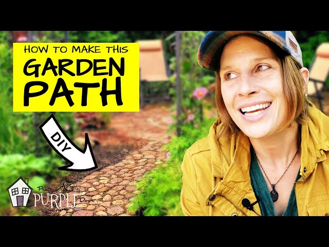 DIY River Rock Garden Path using Cobblestones