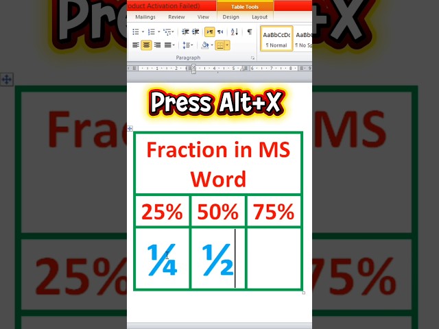 Type Fraction in MS Word in Seconds! | Easy Shortcut Trick  #Shorts