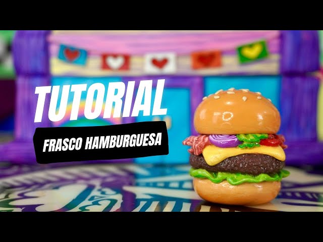¡Aprende a hacer un frasco de hamburguesa con porcelana flexible/fría! 🍔🎨 Tutorial diy