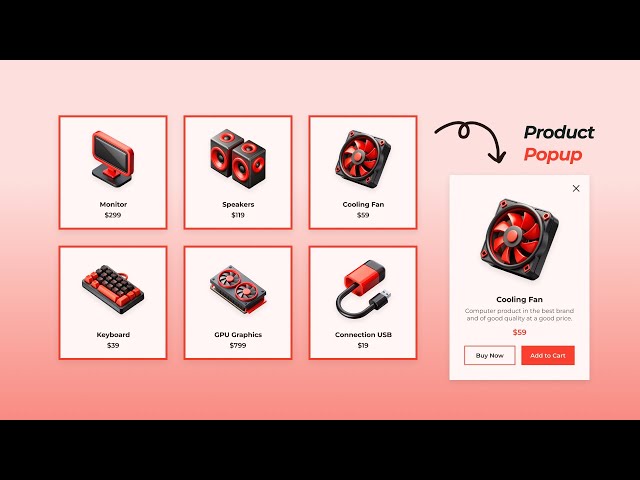 Responsive Product Card With Popup Using HTML CSS And JavaScript
