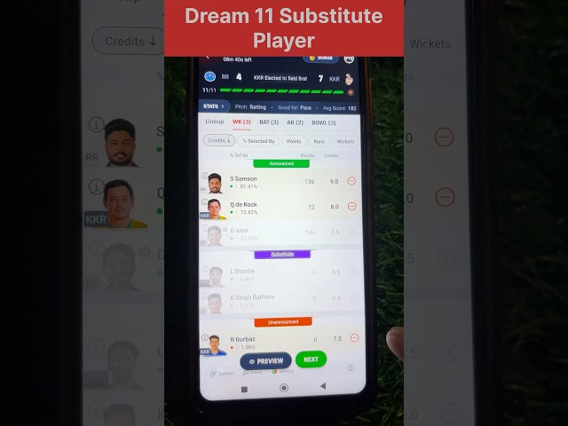 Substitute player in Dream 11 | Substitute player ka point kaise le | Backups player point #dream11