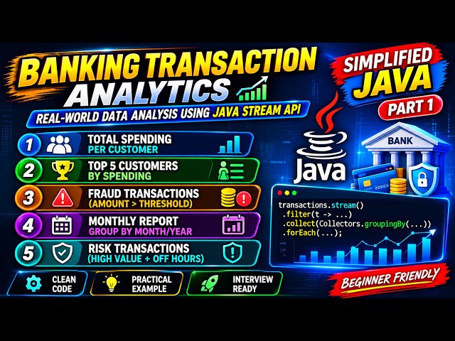 Java Stream API Project | Banking Transaction Analytics for Interviews (Real-Time Use Case)