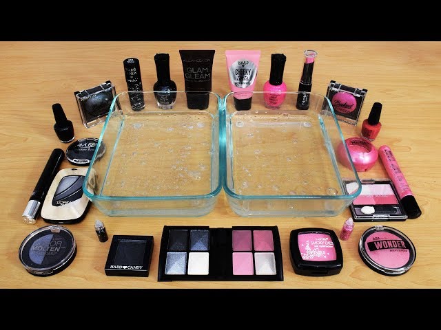 Mixing Makeup Eyeshadow Into Slime ! Black vs Pink Special Series Part 8 ! Satisfying Slime Video