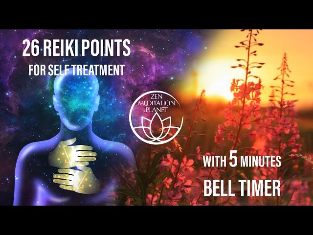 Guided Reiki Bell Timer - 5 Minute Alarm Clock with 26 Self-Healing Therapy Hand Placements