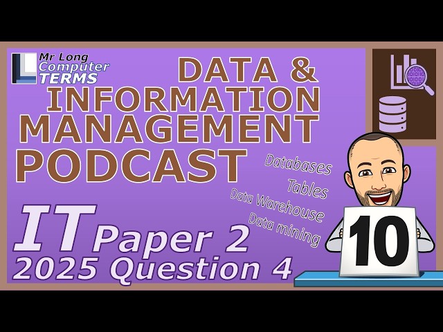 IT | Data & Information | Grade 12 | Paper 2 2025 | Question 4 | Mr Long Computer Terms Podcast