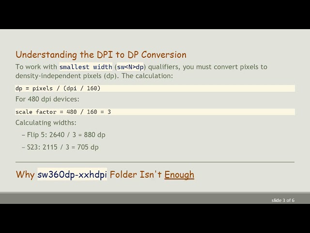 Handling Resource Qualifier Conflicts for Different Screen Widths at the Same DPI in Android
