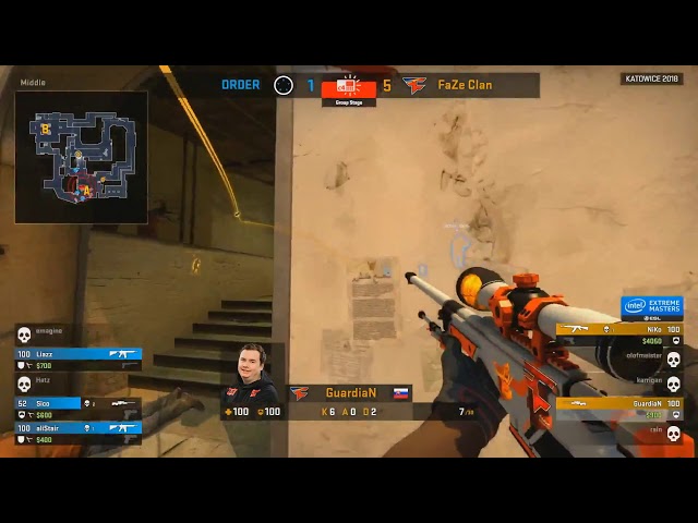 CS:GO - NiKo 3 taps 3 kills - FaZe Clan vs ORDER - katowice 2018