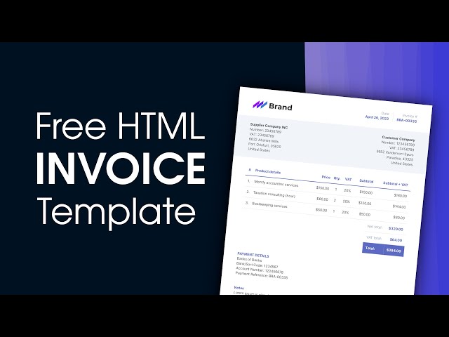 Beautiful Free HTML Invoice Template + Convert to PDF