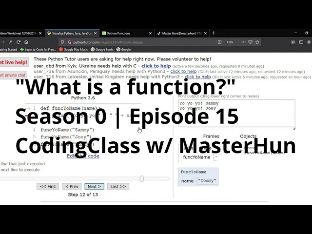 "What is a function?" | S0 | E15 | CodingClass w/ MasterHun