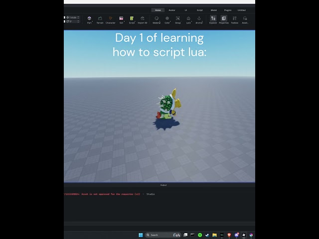 Day 1 of learning how to script lua on #robloxstudio #roblox